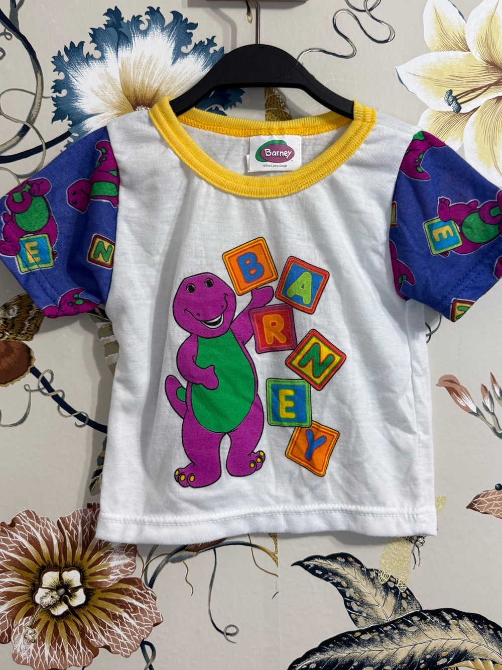 Vintage Barney Baby T shirt Pajama Shirt 18M Cartoon The Lyons Group Colorful